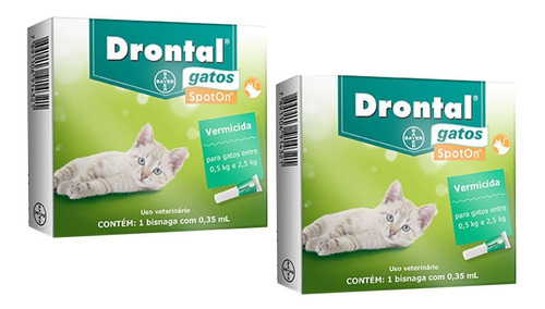 2 Drontal Spot On 0,35 Ml Gatos 0,5 A 2,5 Kg Profender Bayer