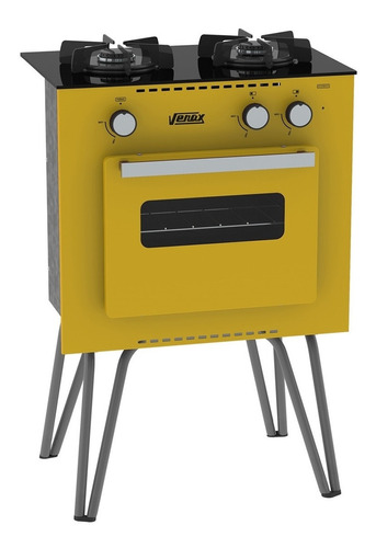 Fogão  de chão Venax  GMN200.BV.PF.GLP a gás 2 queimadores  amarelo porta com visor 22L