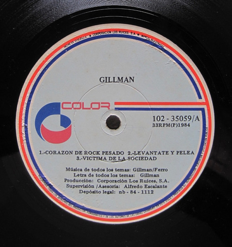 Gillman Levantate Y Pelea! Disco Original Rock Venezuela Lp (Usado)