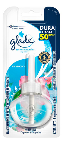 Repuesto aromatizante Glade Aceites Naturales líquido harmony 21 ml