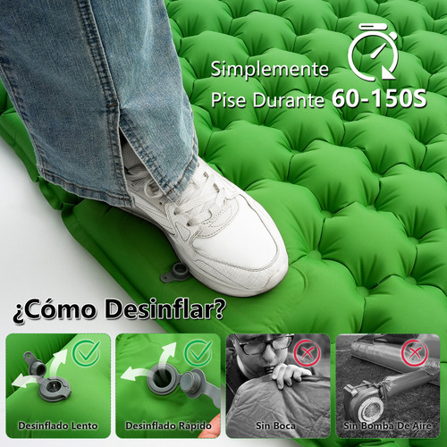 Colchoneta Inflable Matrimonial Camping Mat Inflable Acampar Color Verde Bigview Tapones Para Los Oídos y Máscaras Para Los Ojos Con Aislamiento De Ruido Gratuitos