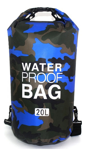 Bolsa Seca Camuflada, 20 Litros, Basic Color Azul