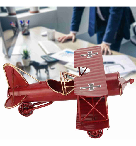 Avión Biplano Retro Metálico: Ideal Para Decoración Y Colecc