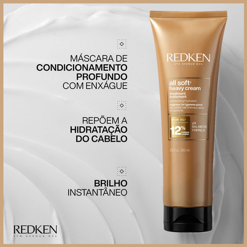 Kit Redken All Soft Shampoo 300ml E Máscara 200ml Hidrtação