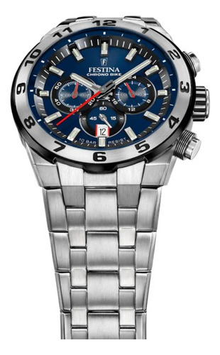 Reloj Festina hombre Chrono Bike 2024 acero azul F20670/1 malla plateado bisel plateado