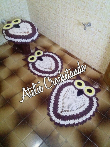 Jogo De Banheiro De Crochê Coruja Ateliê Crochetando