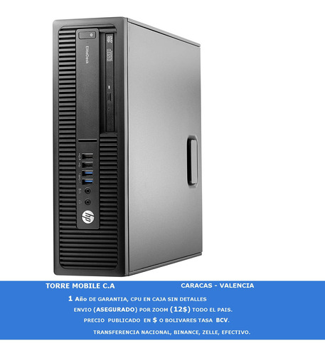 Imagen 2 de 2 de Torre Mobile. Cpu Hp Prodesk I5 4ta Gen, Sff, 8gb R, Ssd Hdd