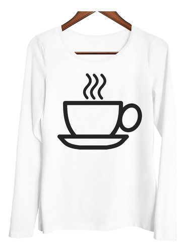 Remera Mujer Ml Cafe Logo Simple Caliente Humito M2
