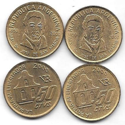 Moneda 50 Centavos San Martin Año 2000 Sin Circular