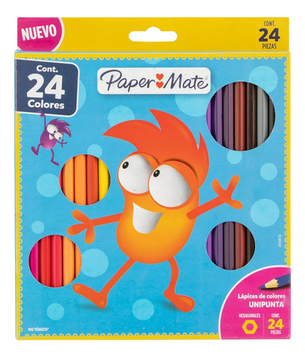 Papermate 24 Lapices Colores Unipunta Hexagonales G10413 C