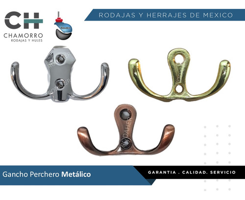 Perchero De Pared Metálico Cromado 3 Ganchos H