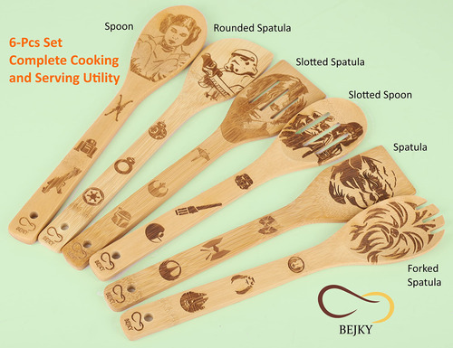 Bejky Juego 6 Cuchara Bambu Madera Utensilio Cocina Organico