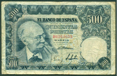 España Billete 500 Pesetas 15.11..1951 P#142a Casi Raro