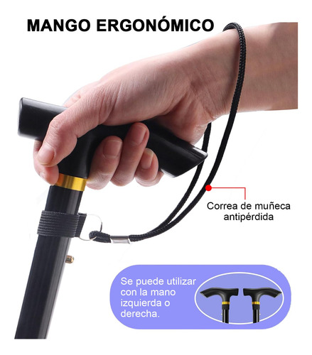 Bastón Plegable Ajustable, Baston Retractil Fácil
