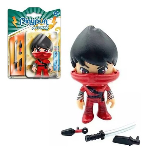 Pinypon Action Figura Ninja Rojo Con Accesorios Original