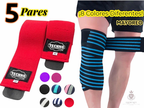 5 Pares De Rodilleras Elástica Vendas Bandas Deportivas Gym