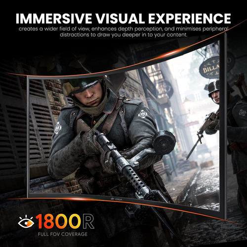 Imagen 6 de 7 de Monitor Curvo Crua De 27 Pulgadas, Full Hd, 1080p, 1800r, 14