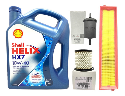 Kit Service 3 Filtros Peugeot 207 1.6 N + Aceite Shell Hx7