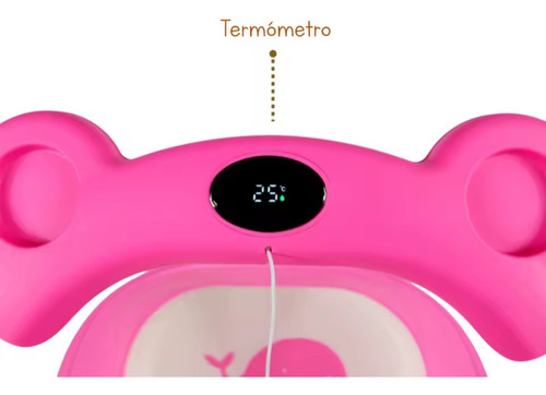 Tina Para Bebe Plegable Con Termómetro Rosa
