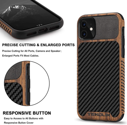 Tendlin Compatible Con iPhone 11 Caso De Madera Con Diseño D