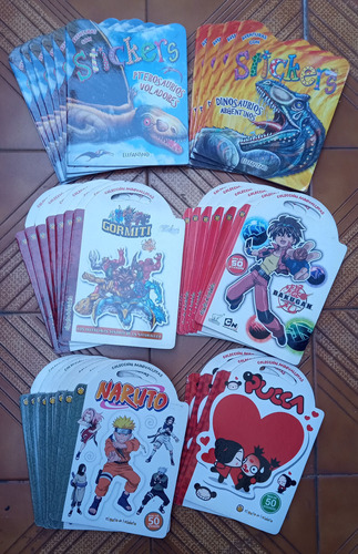 Lote Libros Con Stickers Dinosaurios Pucca Naruto Bakugan 