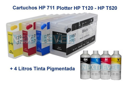 Cartuchos Recargables 711 Para Plotter H P T120 T520 +4 Litr