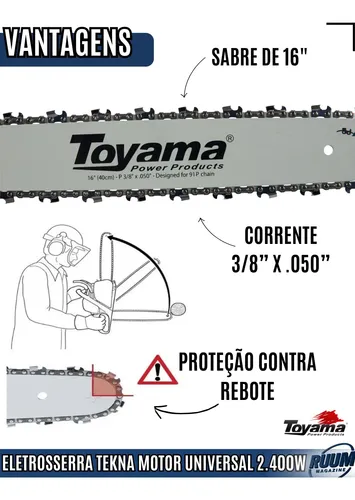 Motosserra Toyama 44,3cc 2.8hp Sabre 16 Easy Start | Frete grátis