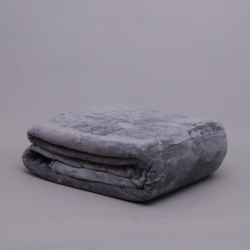 Frazada Flannel De Piel Queen Size Classic Super Suave Liso Gris Oscuro