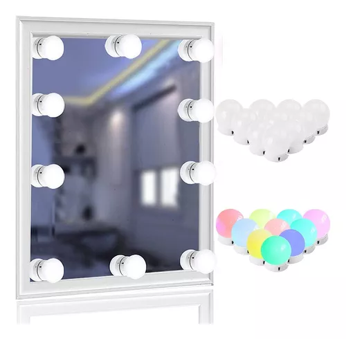 Espejo de tocador con luces, espejo de maquillaje con 9 luces LED, con -  VIRTUAL MUEBLES