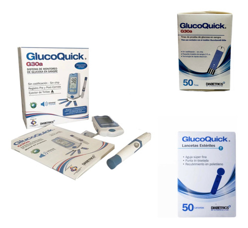 Oferta Glucómetro Glucoquick G30a+ 100 Lanceas+ 50 Tirillas