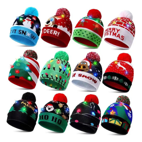 3 Gorros De Luz Led Para Frio Bonete Navideño Super Original