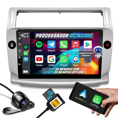 comprar Kit Midia Octa 6\u002F128 Wifi Gps Android Integrado + Câmera Ré