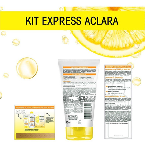 Imagen 2 de 5 de Kit Garnier Express Aclara: Serum, Crema, Gel Con Vitamina C