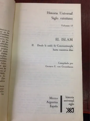 El Islam 2 Desde La Caída De Constantinopla G.e. Von (Usado)