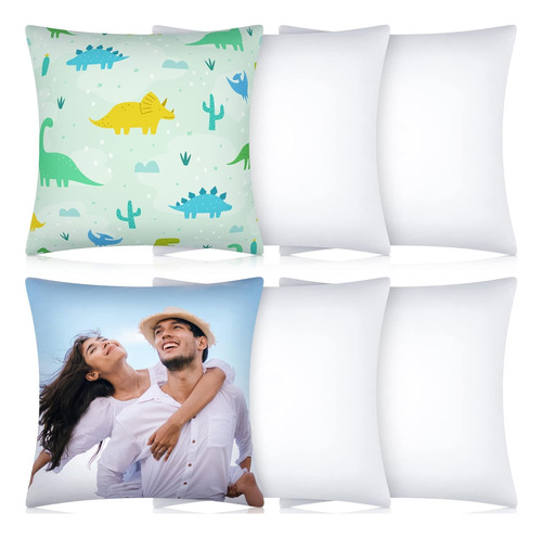 6 Piezas De Fundas De Almohada Blanco Sublimación Fund...