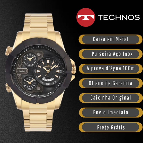 Relógio Masculino Technos Legacy Dourado Analógico Original