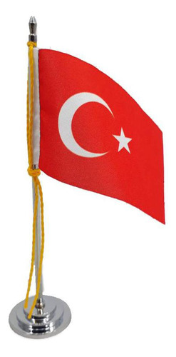 Mini Bandeira De Mesa Da Turquia 15 Cm Poliéster