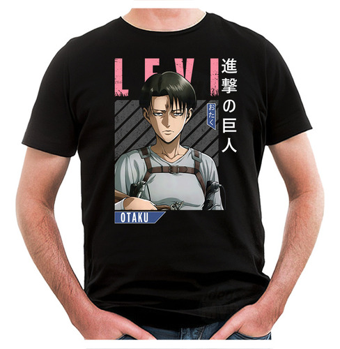 Remera Attack On Titan Levi Ackerman 013 (negra:) Ideas Mvd