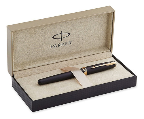 Lapicera Pluma Parker Sonnet Negro Detalles Bañados En Oro