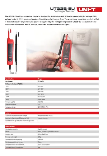 Multímetro Detector Comprobador De Tensión Uni-t Ut22b-eu