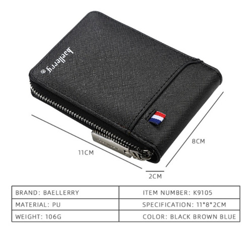 Baellerry Cartera Hombre Vertical Billetes Y Tarjetas 11cm