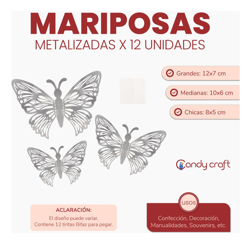 Mariposas Metalizadas X 12 Unidades