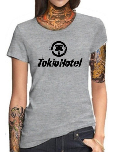 Remera Gris Sublimada Mujer Tokio Hotel