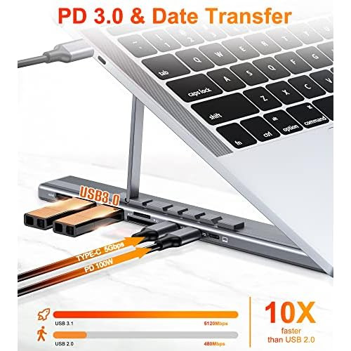 Soporte De Estación De Acoplamiento Laptop Usb C, Sopo...
