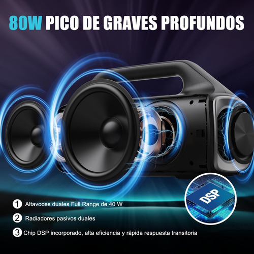 Parlante Ewtto ETP406B Portátil con Bluetooth Waterproof Color Negro 110V/220V