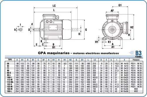 Motor Eléctrico 0.5 Hp 2800 Rpm 220v G P A Maquinarias