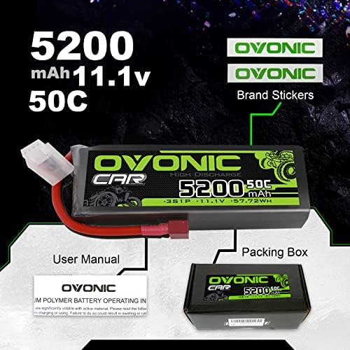 Ovonic Batería Lipo 5200mah 50c 11.1v 3s Rc Batería Con Y Rc