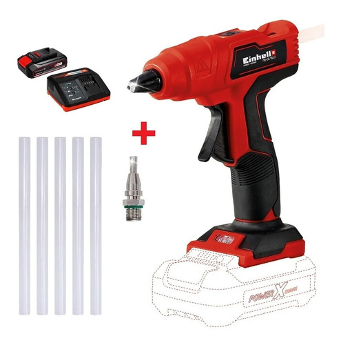 Pistola Pegar Silicona Inalambrica Kit Bateria 2,5ah Einhell