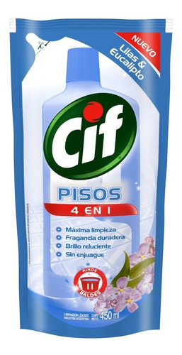 Cif Pisos 4 En 1 Aroma Lilas & Eucalipto Doy Pack 450 Ml