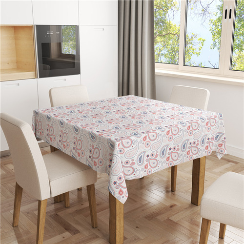 Mesa De Mantel De Lino Con Combinación De Rombos Triangulare